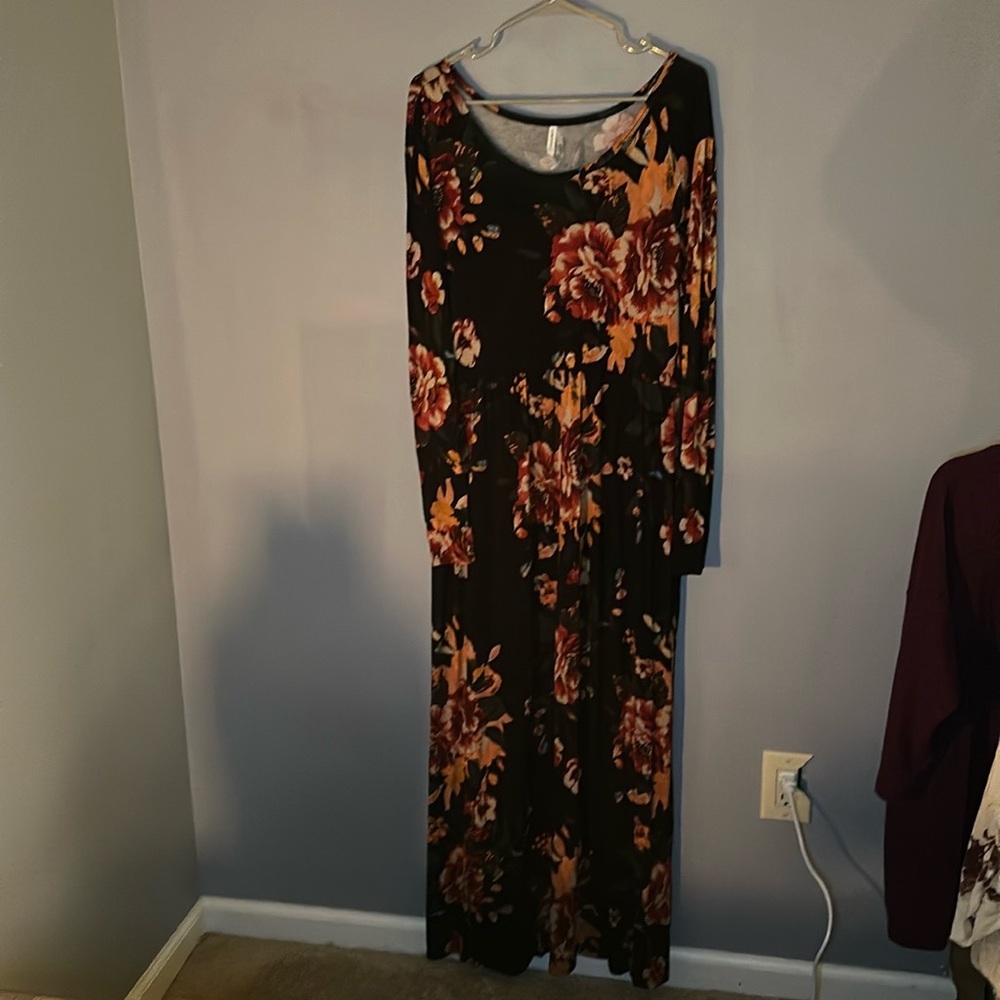 Black and Orange Long Sleeve Dress